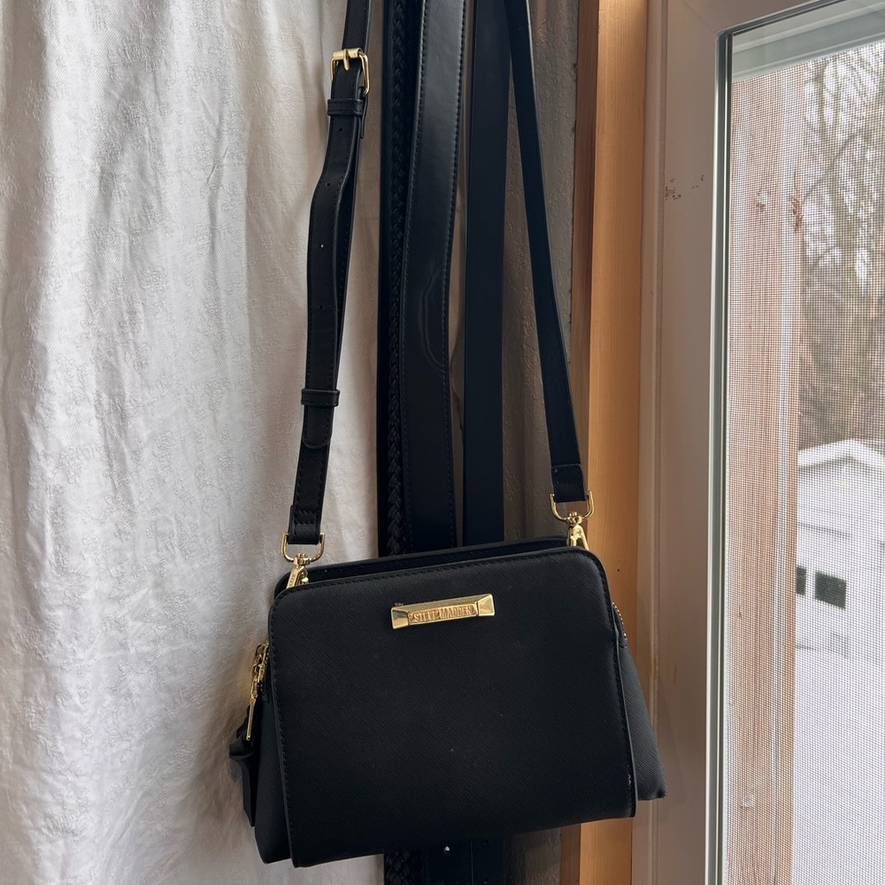 Steve Madden Black Crossbody with Gold Accents